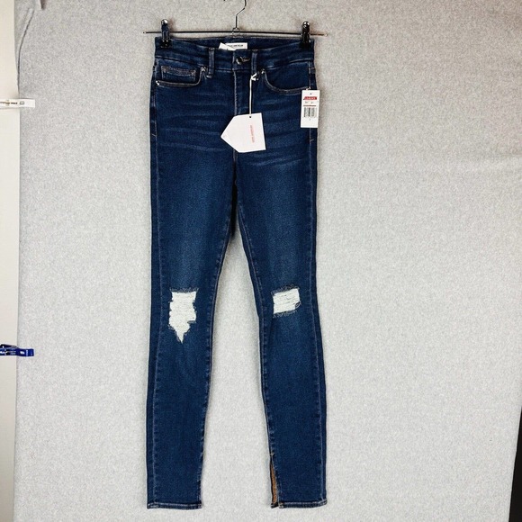 New Good American Good Womans 2 /26 Waist Crop Long Slit Ankle Distressed NWT - Picture 5 of 10